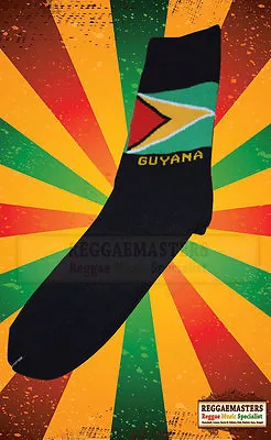 £6.49 • Buy  Guyana Flag Knitted Black Socks Top Quality Roots Rasta Reggae (11)