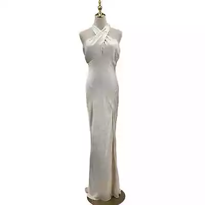 LULU'S SZ M Ivory Start Of Forever Halter Sleeveless Mermaid Maxi Dress NEW 0b11 • $38.25