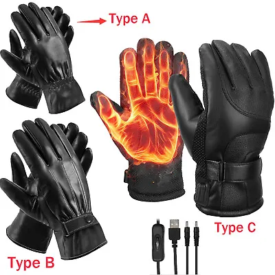 Men's Leather Gloves  Driving Fashion Motorcycle Winter Warm Touch Screen US • $7.07