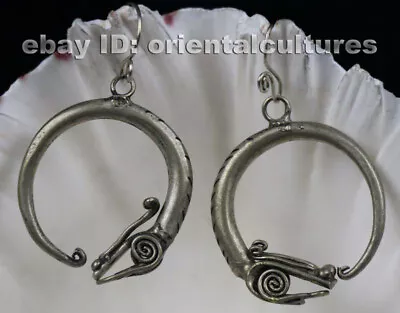 Tribal Exotic Chinese Hand-carved Miao Silver Earring • $30