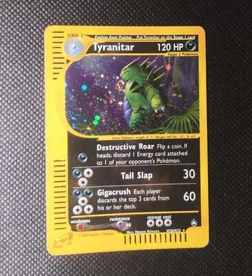 Tyranitar Pokemon Card H28/H32 Aquapolis Holo Rare Played+ • $236.23