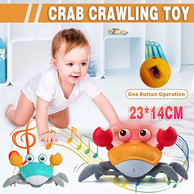 Electric Music Crawling Crab Baby Toy LED Light Up Kids Toddler Interactive Toys • $19.88
