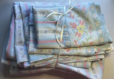 Vintage Wahsutta Double Sheet Set. Bright Colors Floral And Stripes • $30