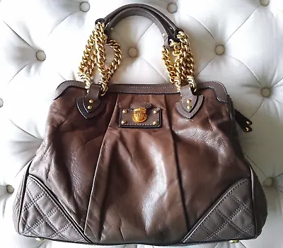 Marc Jacobs RARE Alyona Bag Tote Purse Leather Gold Chains Hardware Stam-era • $350