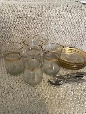 £18.99 • Buy Moroccan Vintage Antique Glass Tea Set For 4 Persons With Spoons