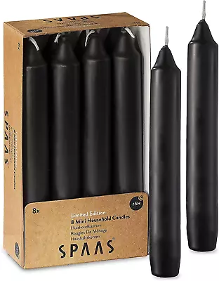 Straight Black Candlesticks - Pack Of 8 6  Coated Black Candles - 5 Hour Long Bu • $16.31