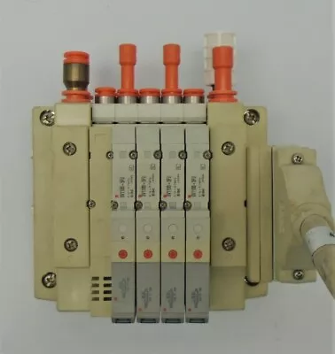 $75 • Buy SMC Pneumatics Manifold Block SS5V1-W16CD-04U-N7 With 4X SV1100-5FU Used T899A