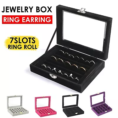 Velvet Ring Earring Jewelry Display Organizer Jewelry Box Tray Storage Case • $18.99