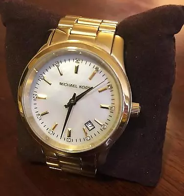 Michael Kors Gold Steel 'Runway' Swarovski Crystal Watch W; Original Box & Tags! • $89
