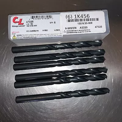 Qty 6 CHICAGO-LATROBE Jobber Bit8.50mmHigh Speed Steel Black Oxide47325 • $24