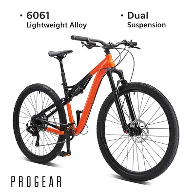 $899 • Buy NEW PROGEAR Dual/Full SuspensionAlloy MTB Mountain Bike 29  9-Spd Black/Orange