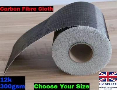 £5.95 • Buy 12K 300gsm Real Carbon Fiber Fibre Black Cloth Fabric Twill Weave Unidirectional