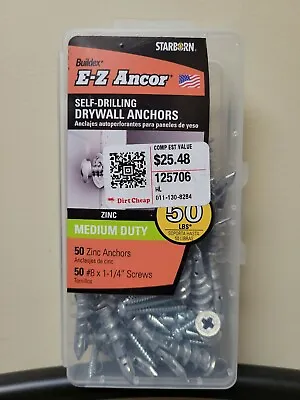 E-Z Ancor Kit 50 Zinc Self Drilling Drywall Anchors With 50 Phillip Screws • $24.99