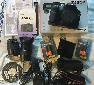 Canon EOS 50D 15.1MP Digital SLR Camera  C/w 2 EF Lenses  & Accessories • £455