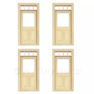 4 X Dolls House Decorative Wood Door With Glazed Pane And 4 Open Panes • £23