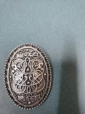 Nordic/ Viking Tortoise Brooch/Fibula ~Silver TONED~ DRAGON • $8.99