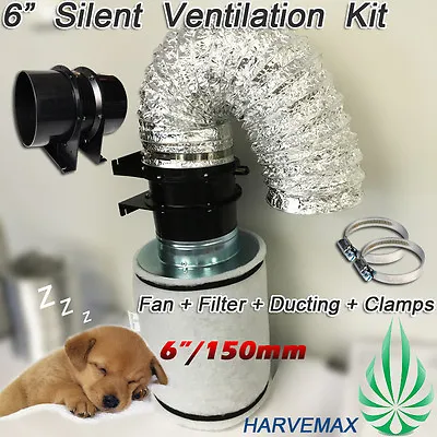 6 /150mm Axial Fan HARVEMAX Carbon Filter Hydroponics Grow Tent Ventilation Kit • $170