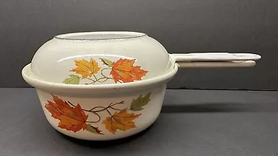 Vintage Descoware Maple Leaf Cast Iron Enamel 2 Piece Sauce Pan & Skillet Set • $49