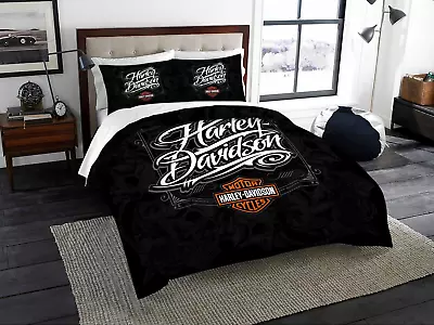 Harley-Davidson Bedding With Motorcycles Logo Black Duvet Cover Set (4pcs) • $69.99