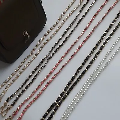 £5.45 • Buy Replacement Shoulder Strap Chain For Bag Metal With Leather Crossbody  130cm