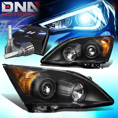 For 2007-2011 Honda Crv Black Housing Projector Headlights W/led Kit+cool Fan • $191.98