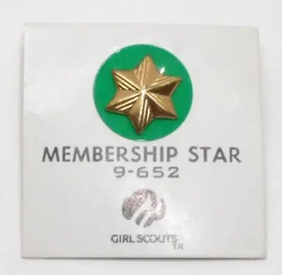 VTG Girl Scouts Membership Green Star Pin Brownies Gold Star Green Disc • $7.99