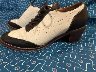 Re-Mix Classic Vintage Shoes Womens 7M Saddle Oxford Heels Spectator WWII • $95