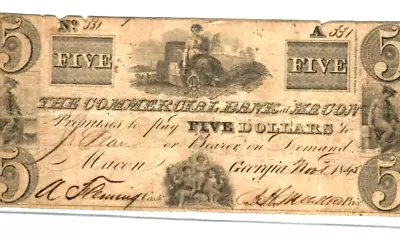 $5  Bank Of Macon  1800's (georgia) $5 1800s  Bank Of Macon  (georgia) Rare!!! • $0.99