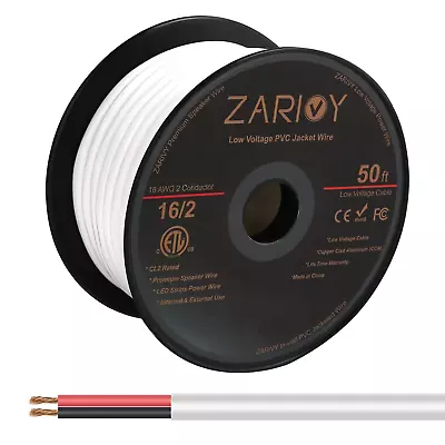 50 Feet 16 Gauge 2 Conductors Red Black Wire With Fire Resistant CL2 White Jacke • $23.29