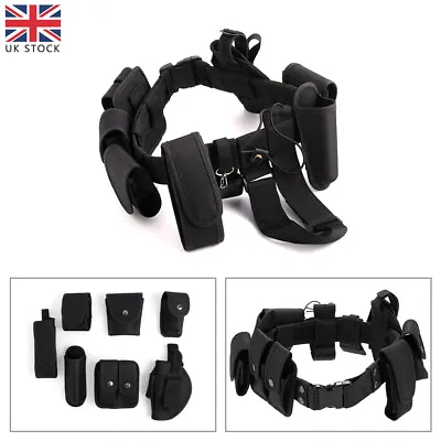 £17.82 • Buy Black Police Guard Tactical Belt Buckles With 9 Pouches Utility Kit Security