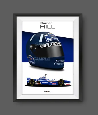 Damon Hill Williams 1996 Helmet Angle F1 Print - Scuderia GP • £22
