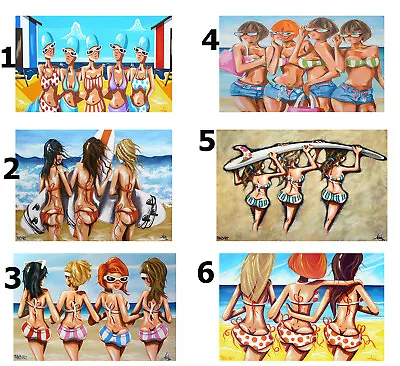 Beach Surf Girls Australia - Art Poster Canvas Painting - Gold Coast - Bondi • $31.49