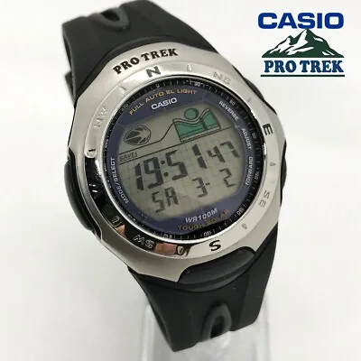 Casio PRO TREK PRS-201 Men's Quartz Solar Watch Moon Phase Tide NEW CAPACITOR • £99