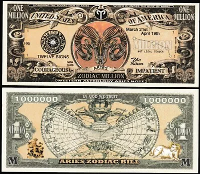 Lot Of 25 Bills - Zodiac Aries Million Dollar Bill The Ram • $8.99