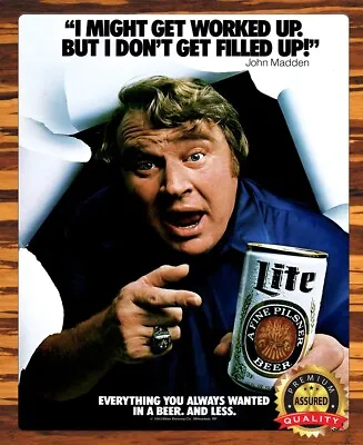 Miller Lite - John Madden - Man Cave - Metal Beer Sign 11 X 14 • $27.99