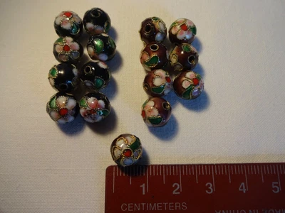 £1.69 • Buy 16 X Hand Painted Filigree Flower Beads Brass Purple & Black NEW