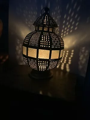 Vintage Moroccan Style Brass Lantern Patterned Tea Light Holder Boho Decor • £9.99