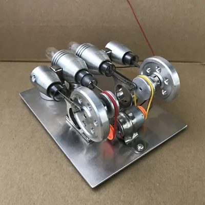 DIY Hot Air Stirling Engine ModelToy Air-cooked V4 Engine Generator Motor Toy • $115.99