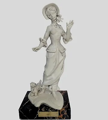 Vintage DEPOSE Italy Carrara Marble Base Figurine Lady 1960's 20cm • $36