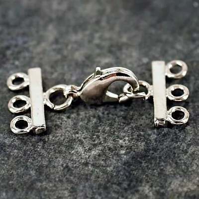 Necklace Connectors Bracelet  Silver 3 Strand Lobster Clasp  C47 X  5 Sets • £2.95