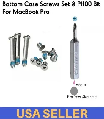 Screws Replacement Set Of 10 Bottom Case +PH00 Screwdriver Bit For MacBook Pro U • $7.25