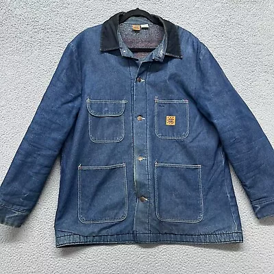 Vtg Big Ben Chore Coat Mens 44 Blue Denim Blanket Lined Made In USA Barn Jacket • $34.88