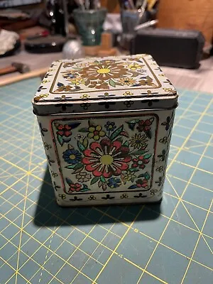 Vintage Daher? Embossed Colorful Floral Tin With Lid - Made In England • $8.50