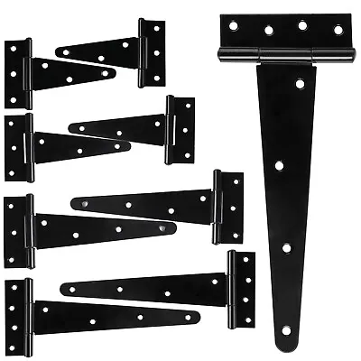 4-10  Heavy Duty T-Strap Shed Hinges Gate Door Barn Strap Black Wrought Hardware • $37.96