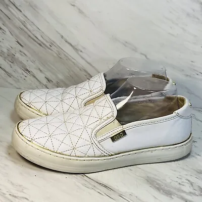 G By Guess Women's Size 7.5M Shoes White Gold Quilted Fashion Low Top Sneakers • $18.73