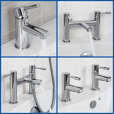 £24.99 • Buy Modern Chrome Bathroom Sink Twin Taps Bath Filler Shower Mixer Basin Mini Mixer