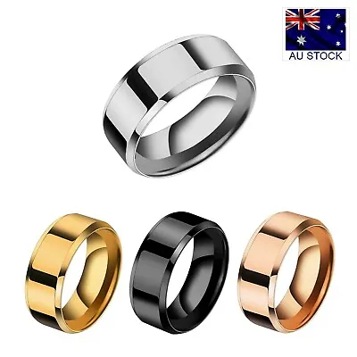 $4.99 • Buy Stainless Steel Titanium 8mm Brushed High Polished Wedding Band Ring Men Women