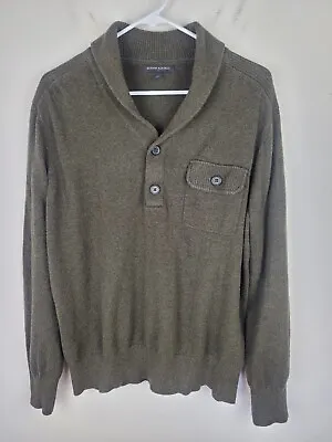 Sweater Mens XL Green Shawl Neck Pullover Long Sleeve Pocket Casual • $12.59
