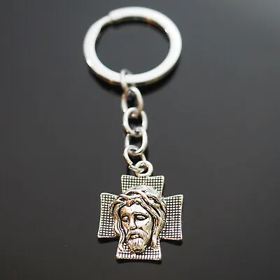 $5.88 • Buy Jesus On The Cross Thorns Christian Christianity Keychain Gift Key Chain Ring