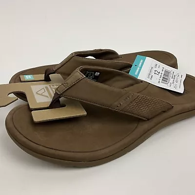 REEF Brown Leather Santa Ana Sandals US Men’s Size 12 Cushion Comfort New • $34.99